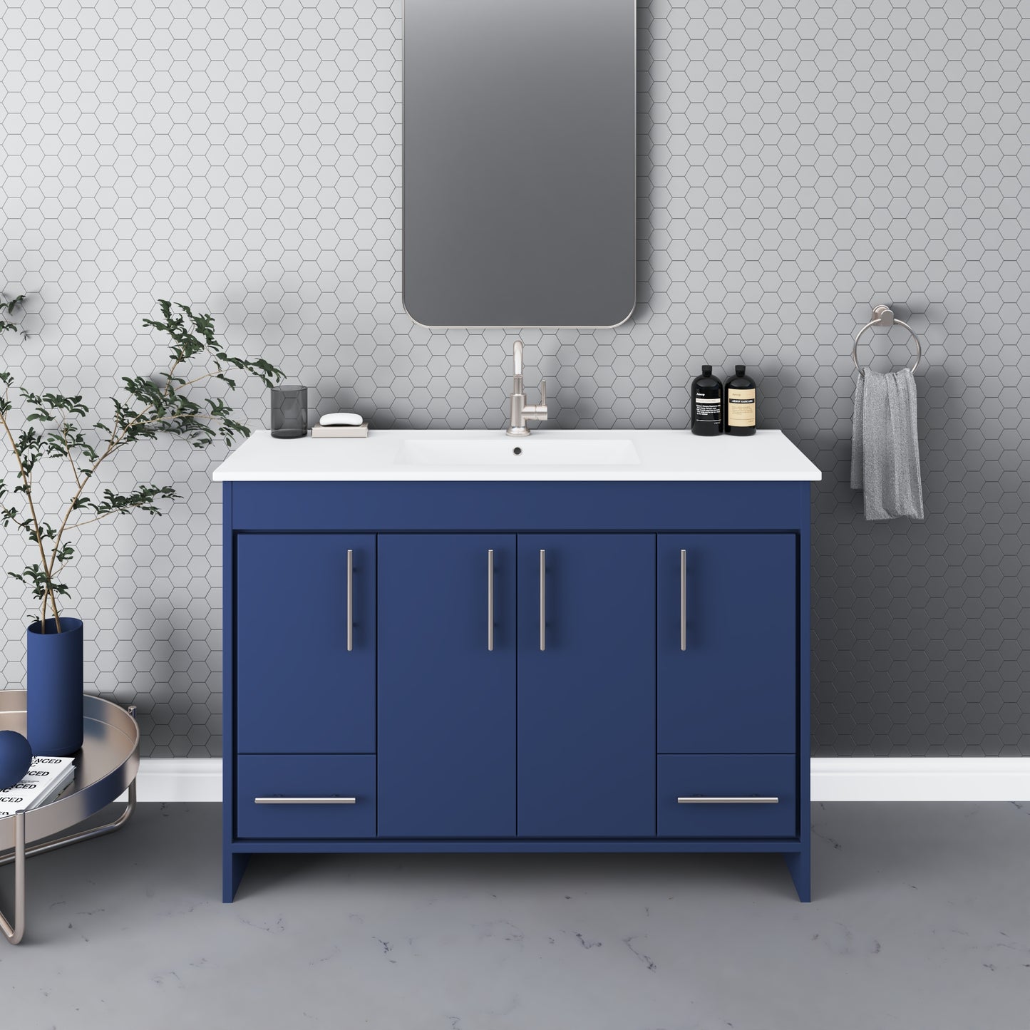 Pacific 48" Bathroom Vanity with Ceramic integrated counter top