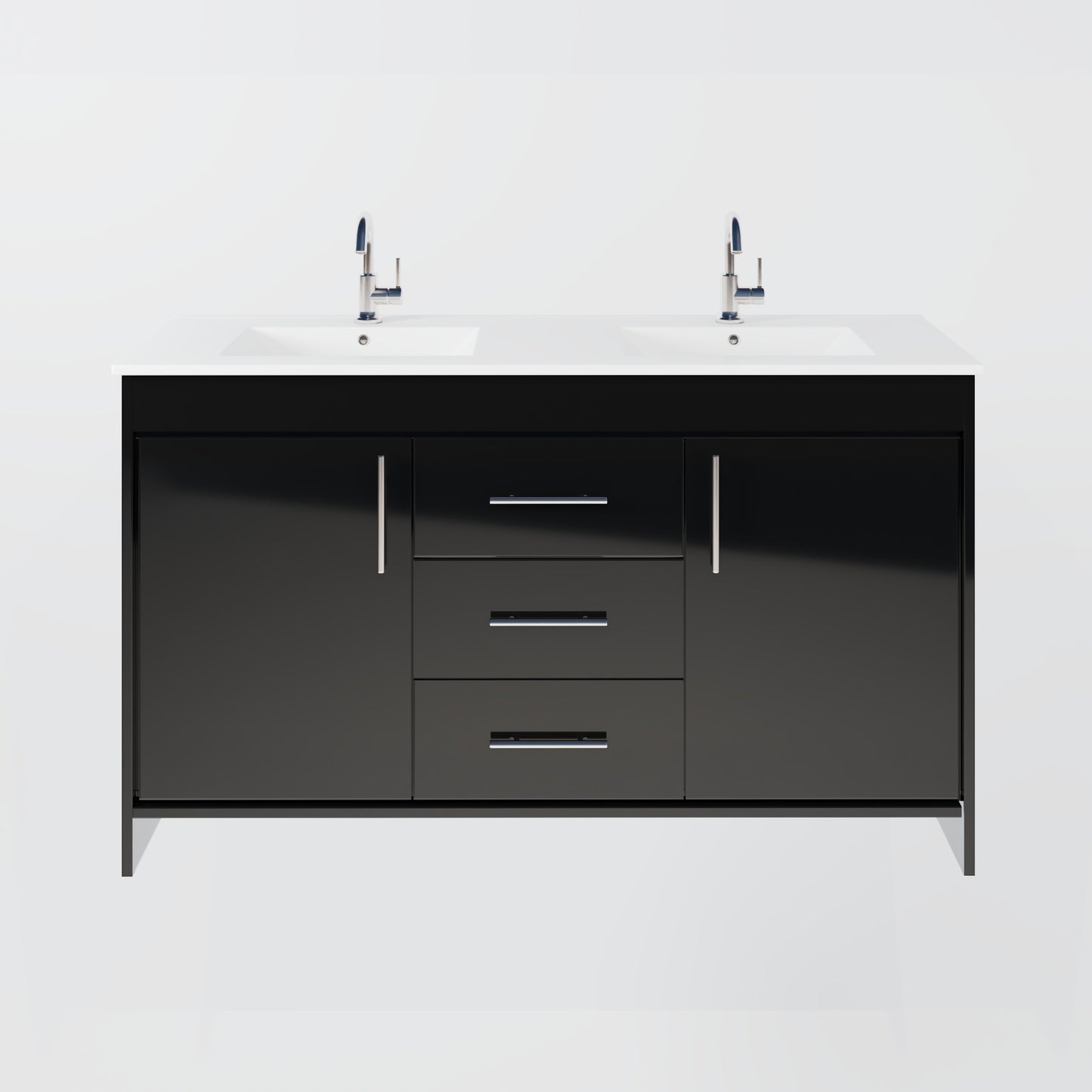 Pacific Double Sink 60" Bathroom Vanity with Ceramic integrated counter top