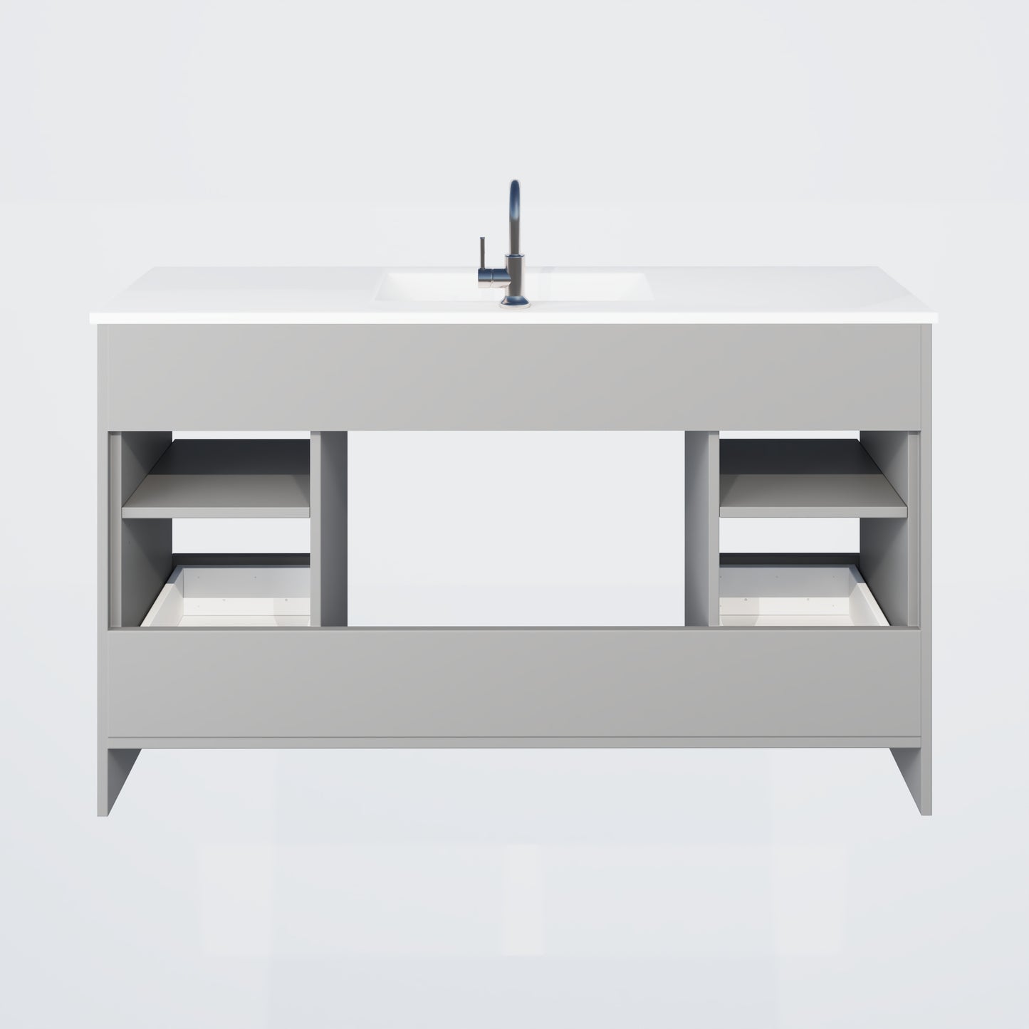 Pacific Single Sink 60" Bathroom Vanity with Ceramic integrated counter top