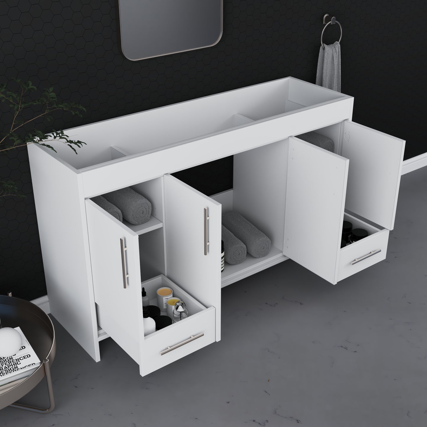 Pacific 60" Single Sink Bathroom Vanity Cabinet Only