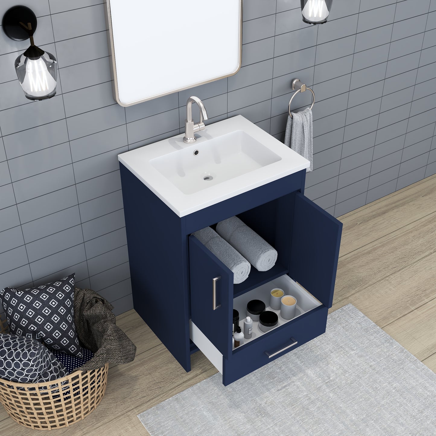 Rio 24" Bathroom Vanity with Acrylic integrated counter top