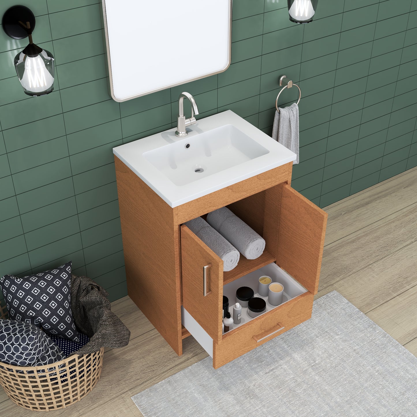 Rio 24" Bathroom Vanity with Acrylic integrated counter top