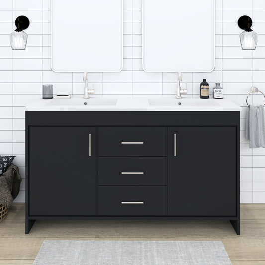 Rio 60" Double Sink Bathroom Vanity with Acrylic integrated counter top