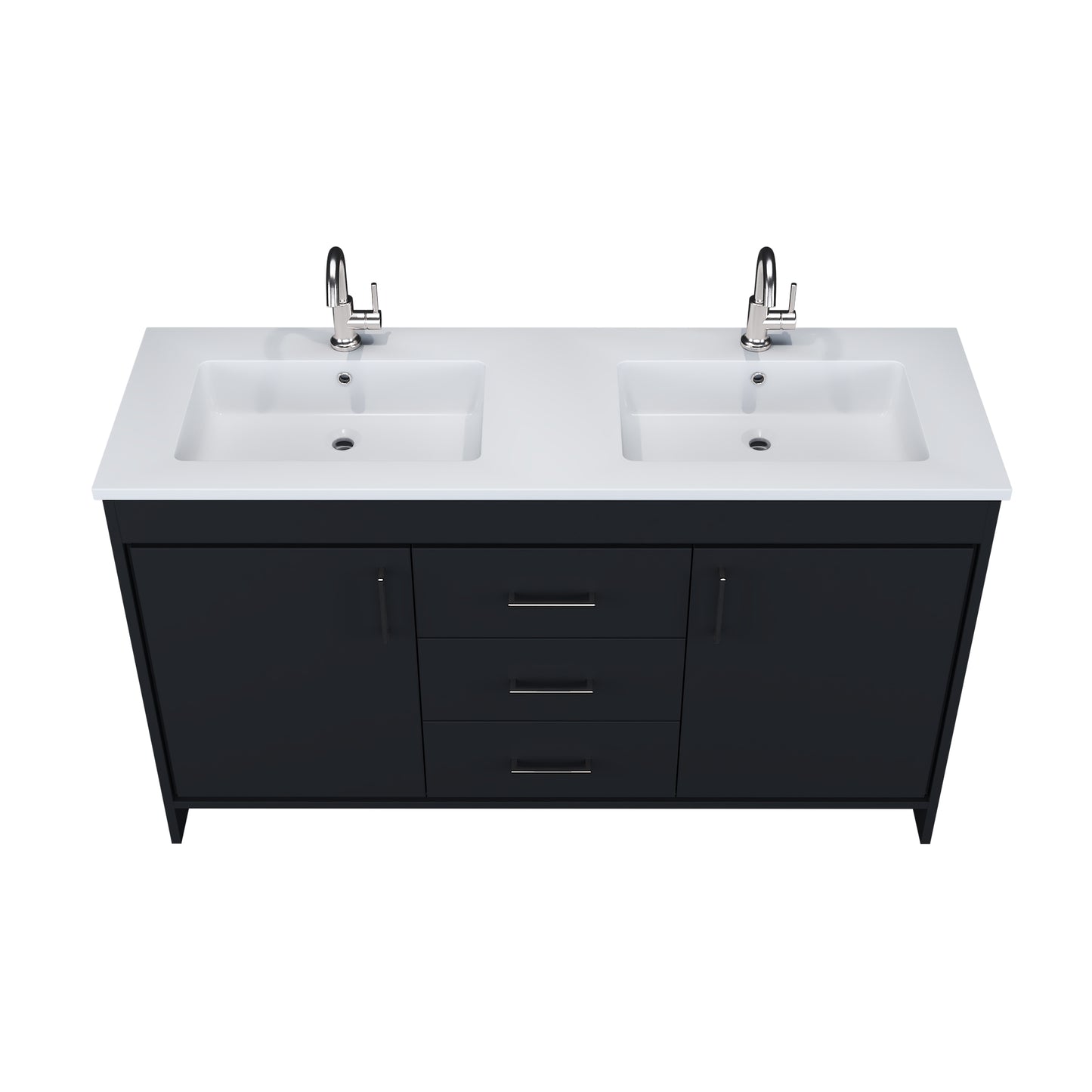 Rio 60" Double Sink Bathroom Vanity with Acrylic integrated counter top