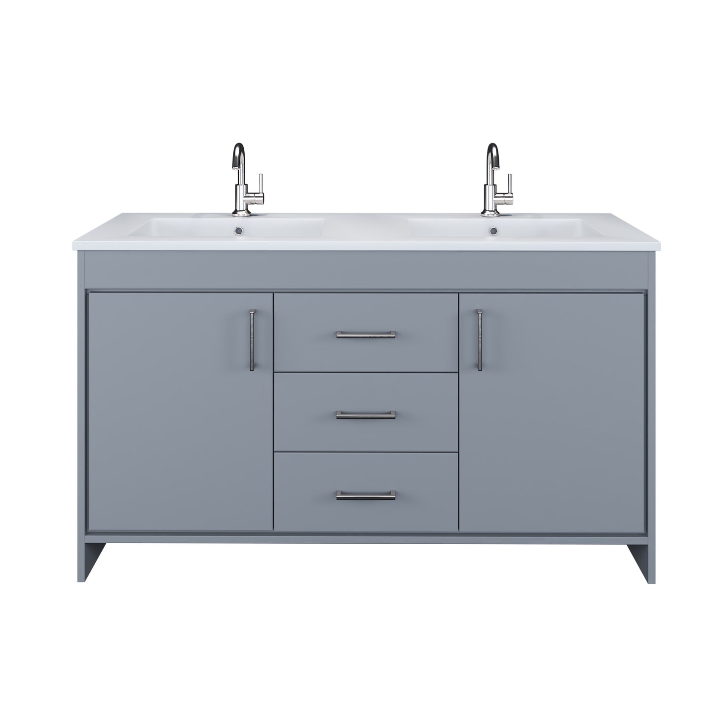 Rio 60" Double Sink Bathroom Vanity with Acrylic integrated counter top