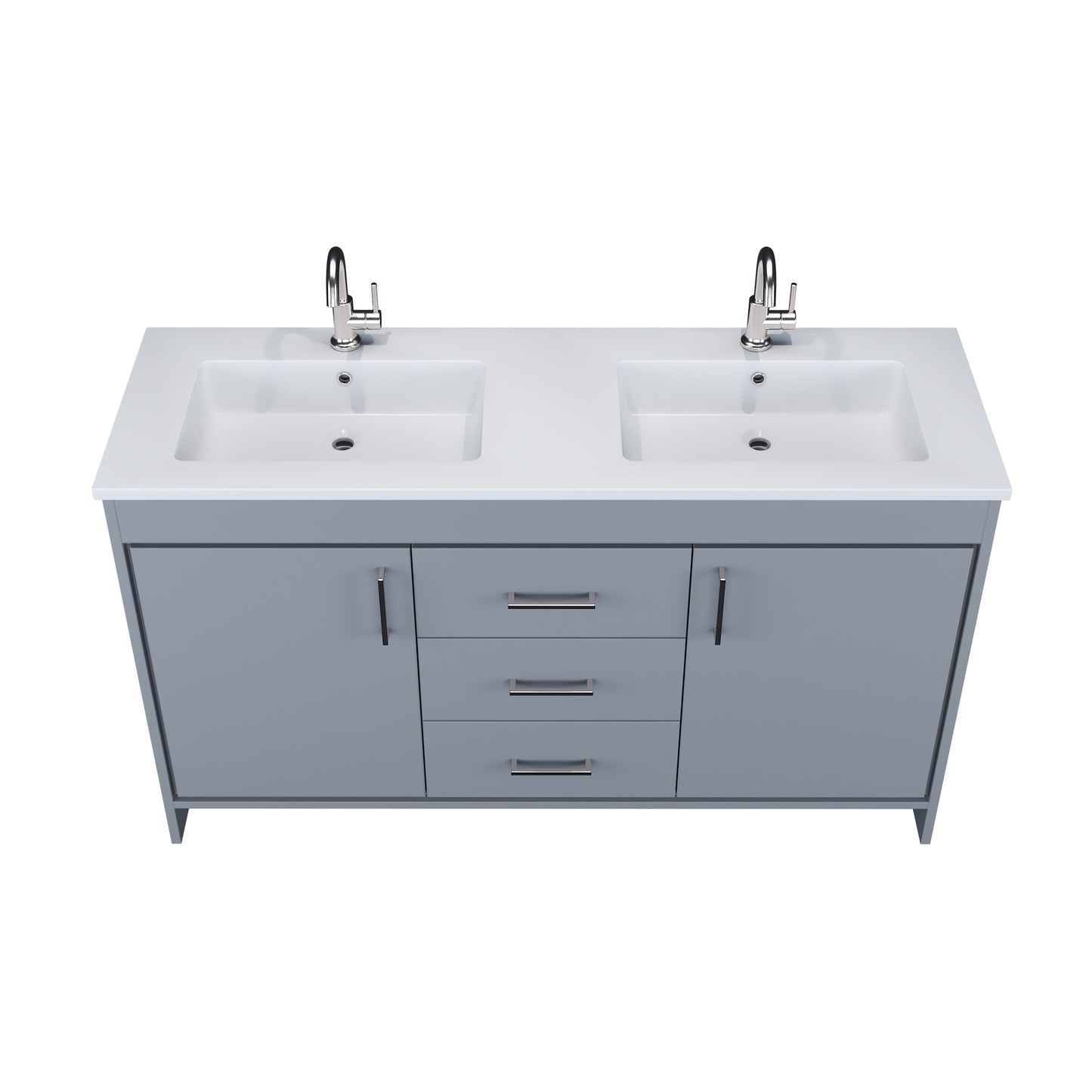 Rio 60" Double Sink Bathroom Vanity with Acrylic integrated counter top