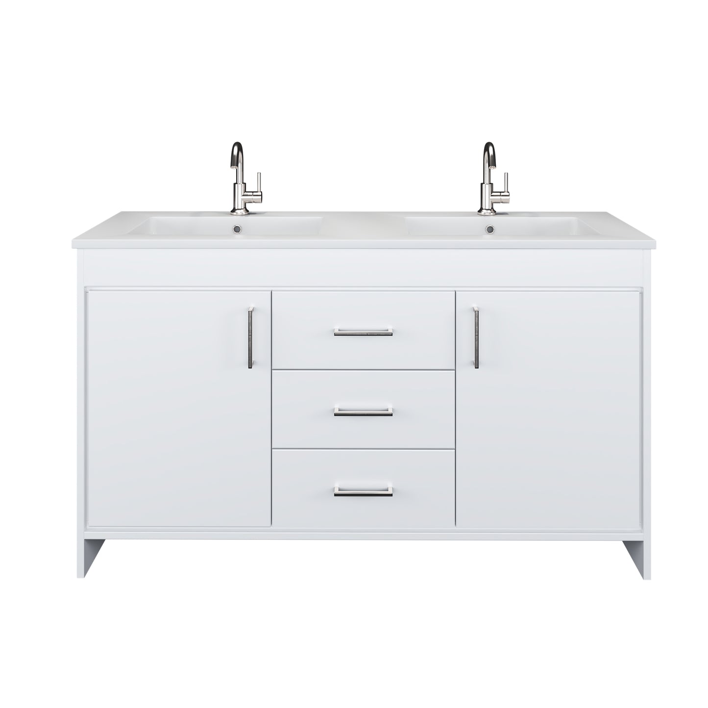 Rio 60" Double Sink Bathroom Vanity with Acrylic integrated counter top