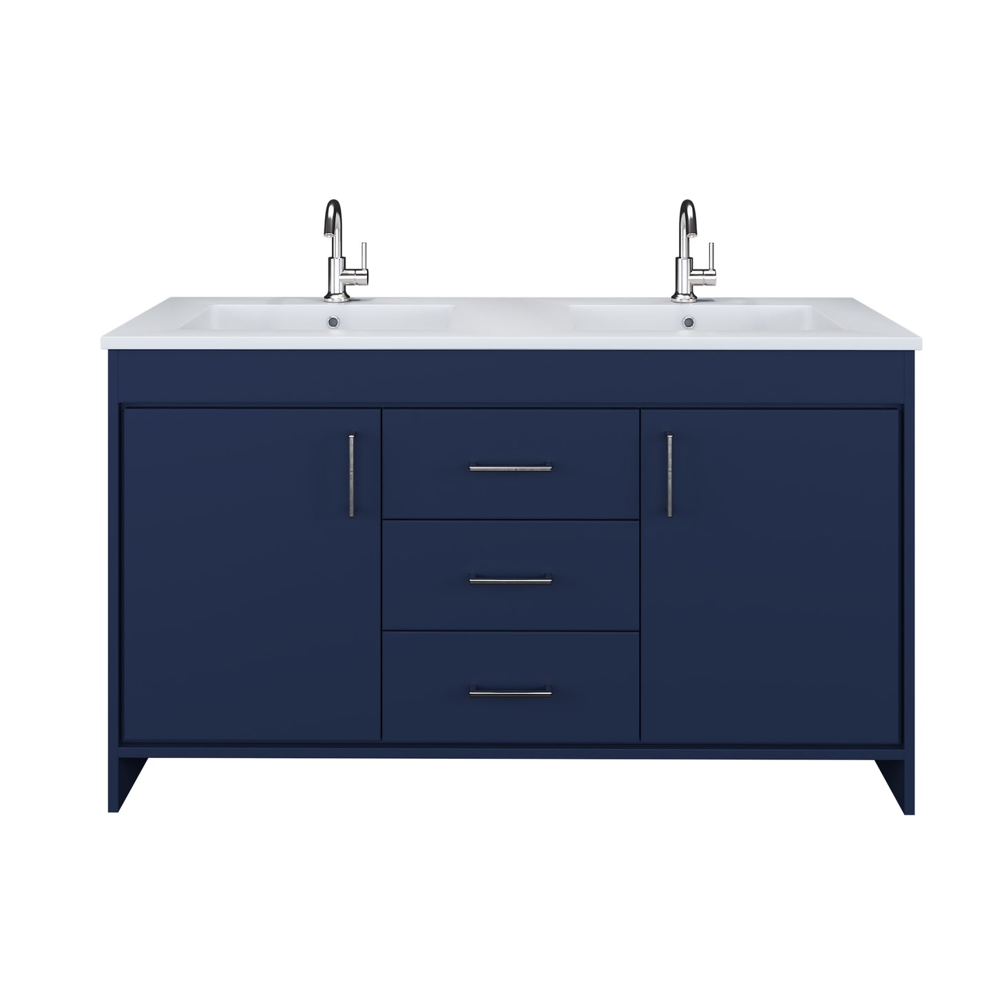 Rio 60" Double Sink Bathroom Vanity with Acrylic integrated counter top