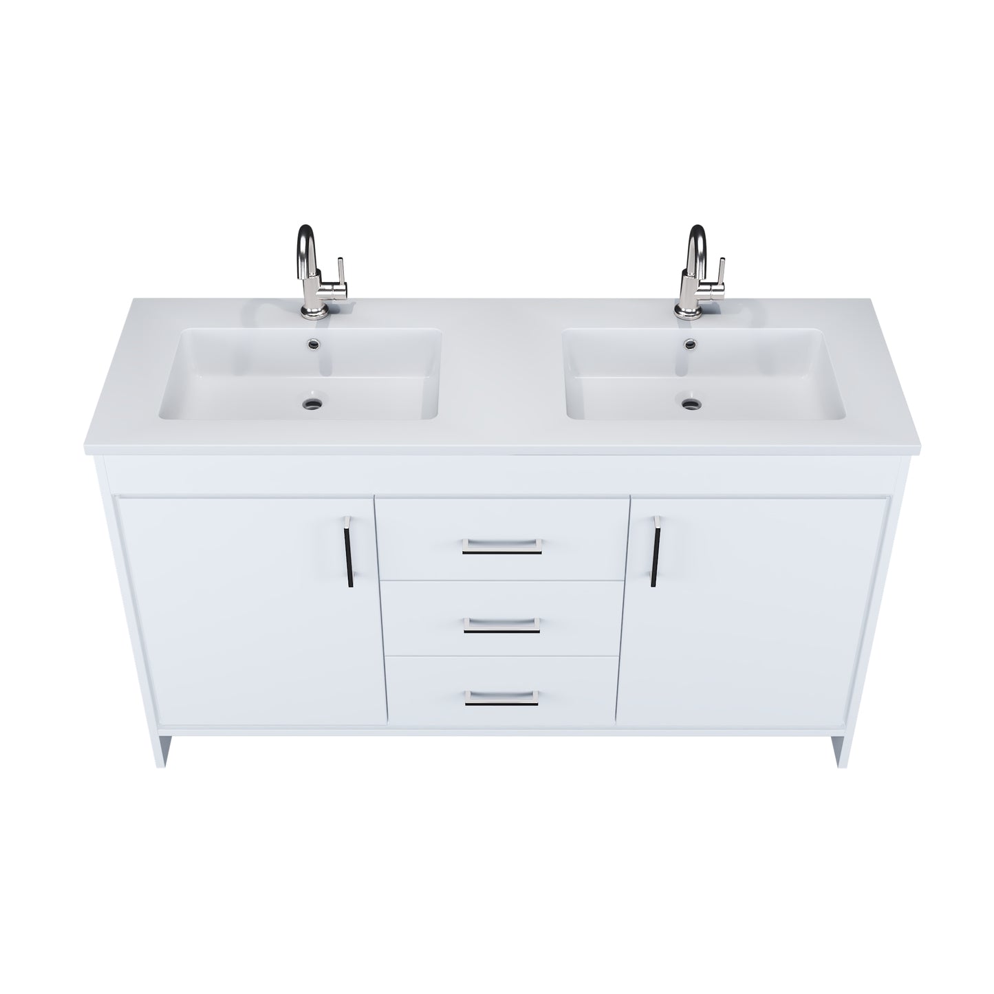 Rio 60" Double Sink Bathroom Vanity with Acrylic integrated counter top