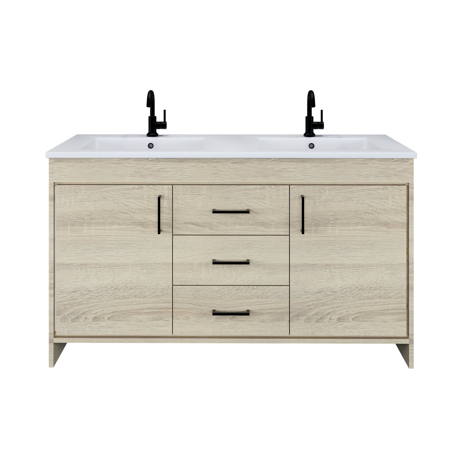 Rio 60" Double Sink Bathroom Vanity with Acrylic integrated counter top