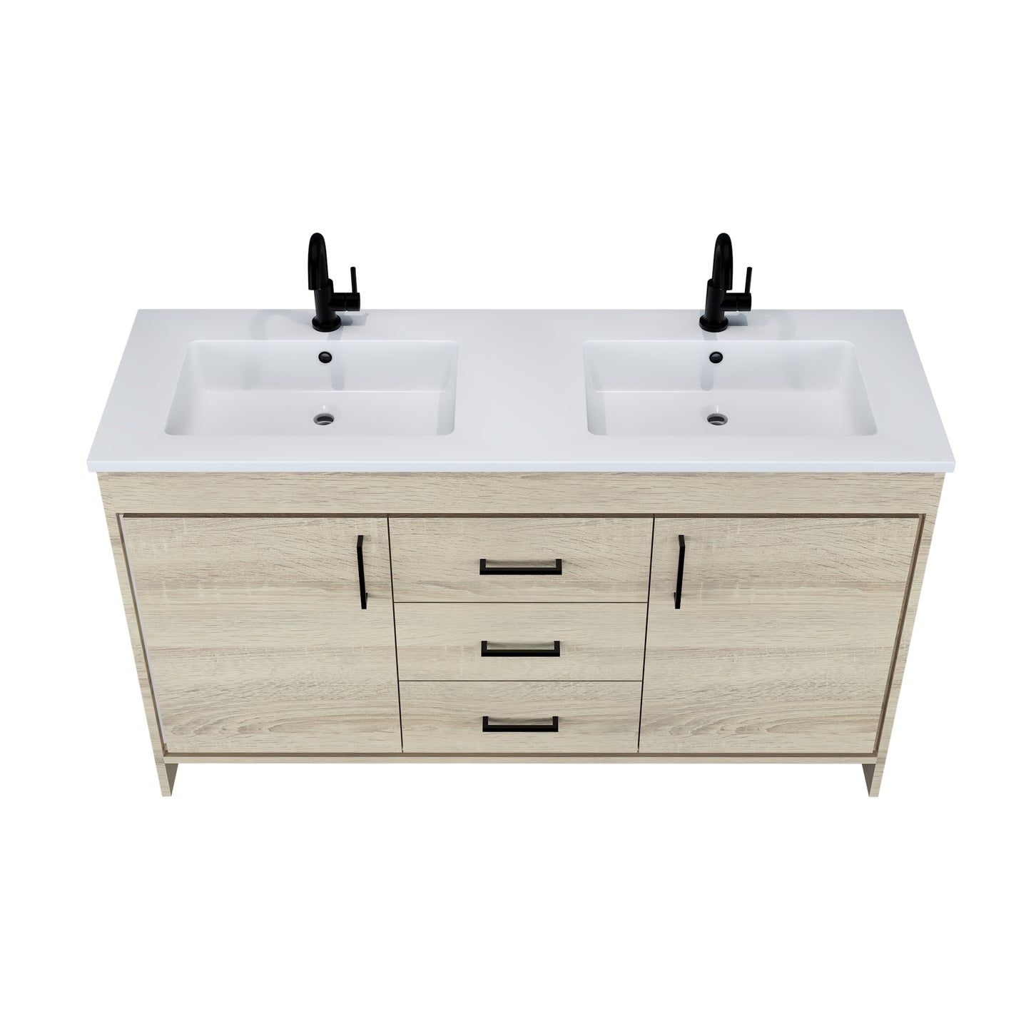 Rio 60" Double Sink Bathroom Vanity with Acrylic integrated counter top