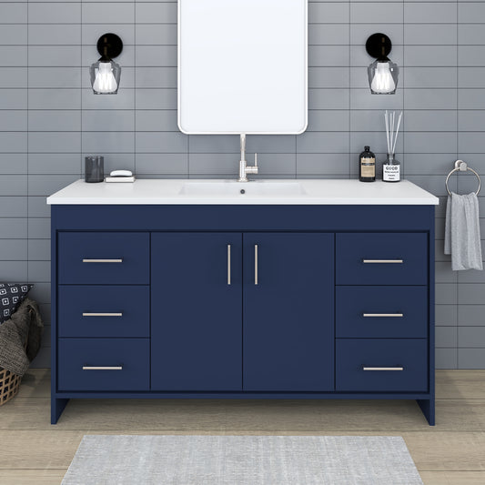 Rio 60" Single Sink Bathroom Vanity with Acrylic integrated counter top