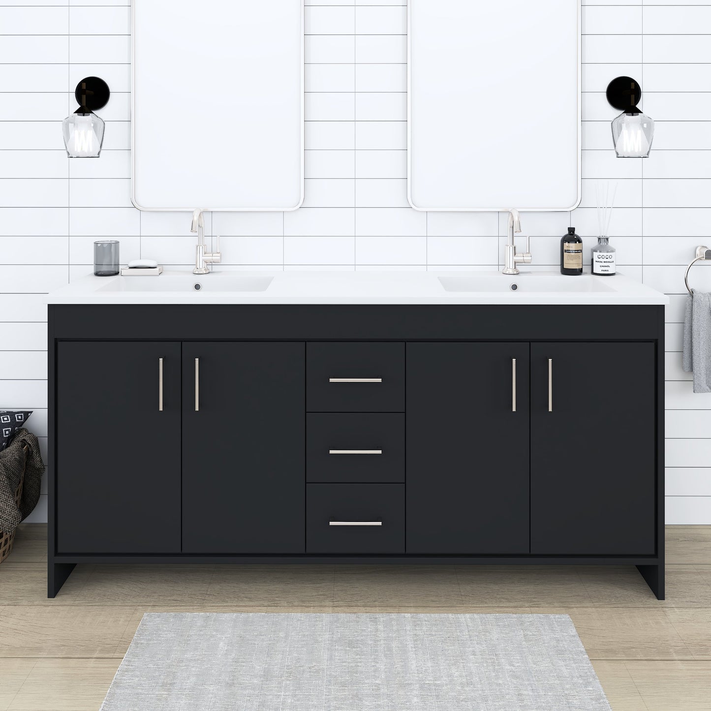 Rio 72" Single Sink Bathroom Vanity with Acrylic integrated counter top