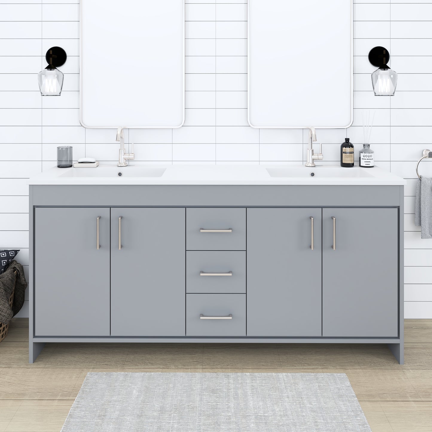 Rio 72" Single Sink Bathroom Vanity with Acrylic integrated counter top