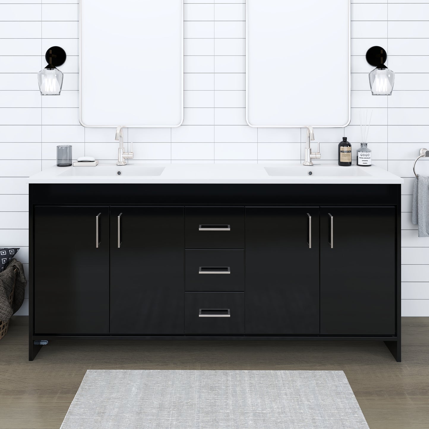 Rio 72" Single Sink Bathroom Vanity with Acrylic integrated counter top