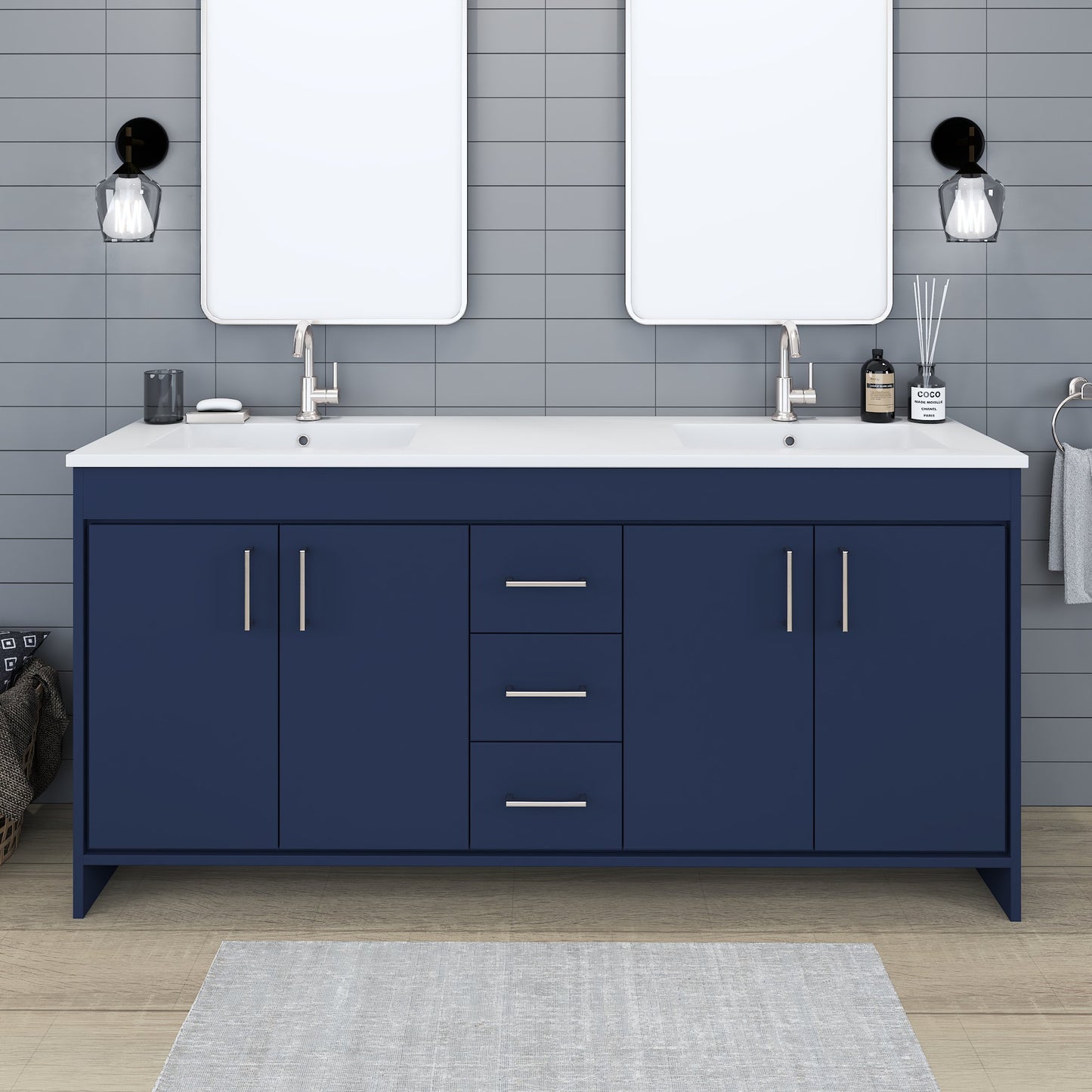 Rio 72" Single Sink Bathroom Vanity with Acrylic integrated counter top