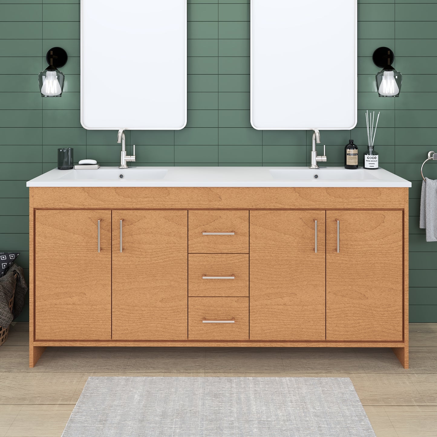 Rio 72" Single Sink Bathroom Vanity with Acrylic integrated counter top