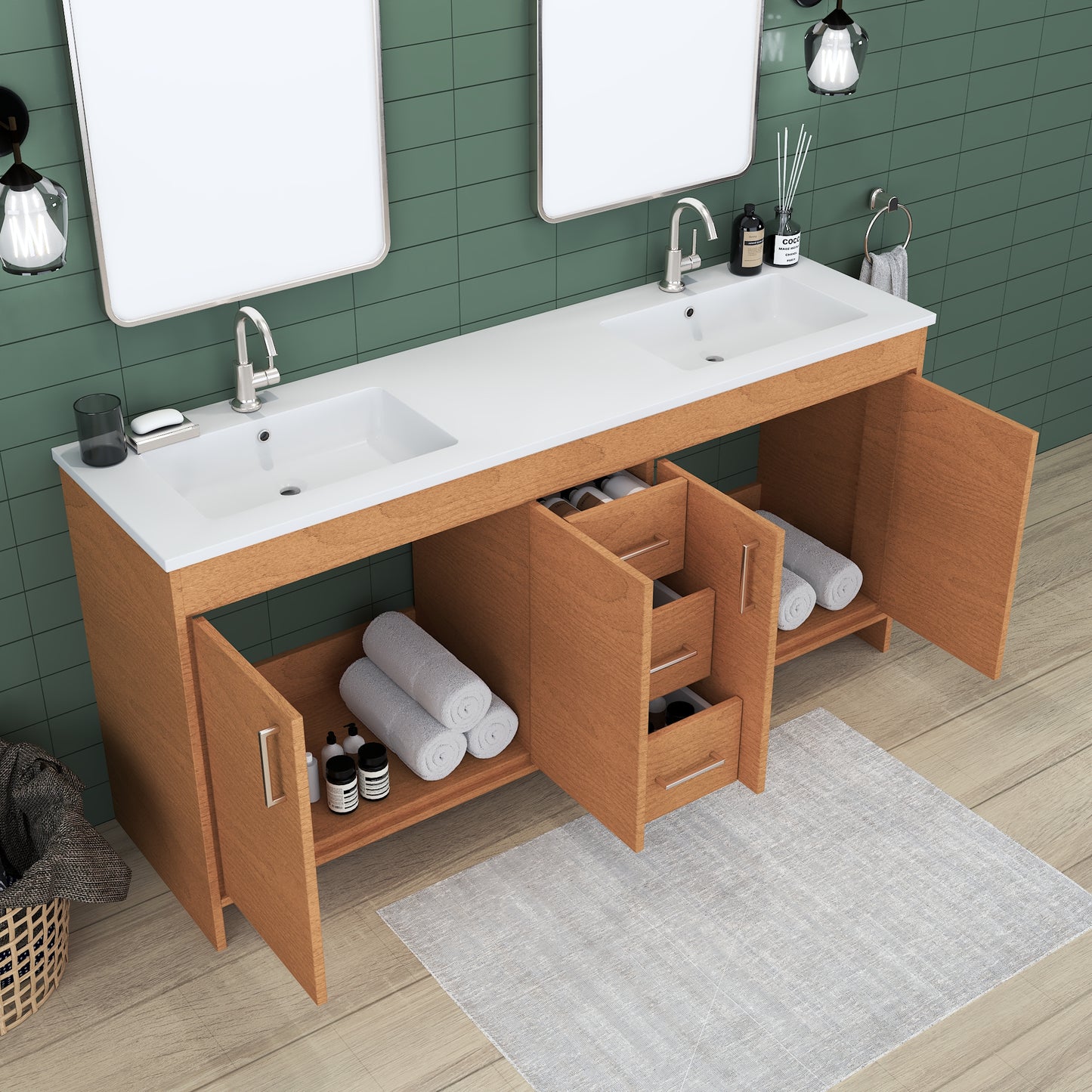 Rio 72" Single Sink Bathroom Vanity with Acrylic integrated counter top