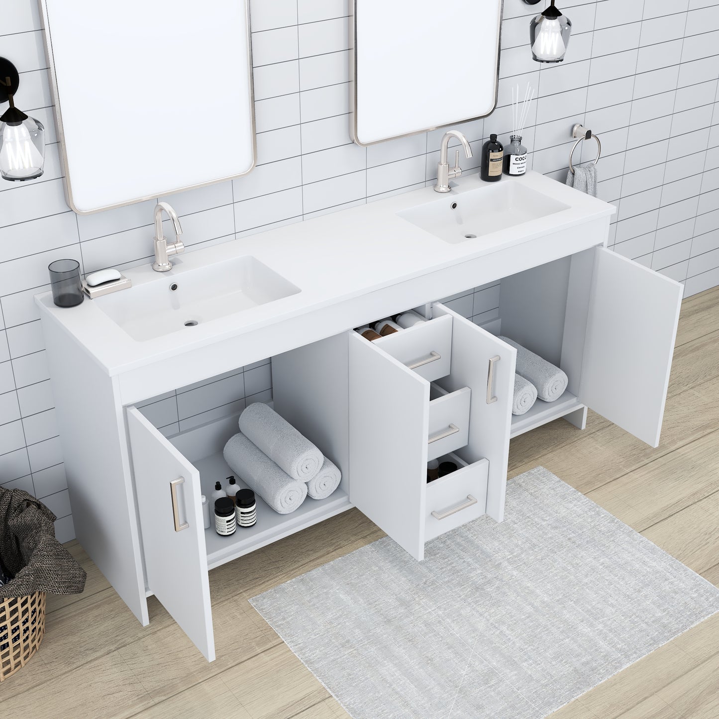 Rio 72" Single Sink Bathroom Vanity with Acrylic integrated counter top