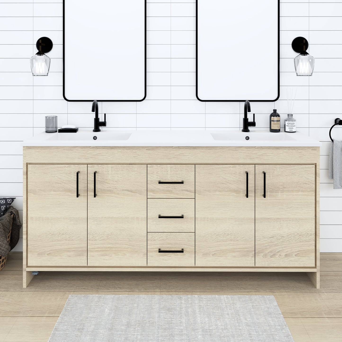 Rio 72" Single Sink Bathroom Vanity with Acrylic integrated counter top