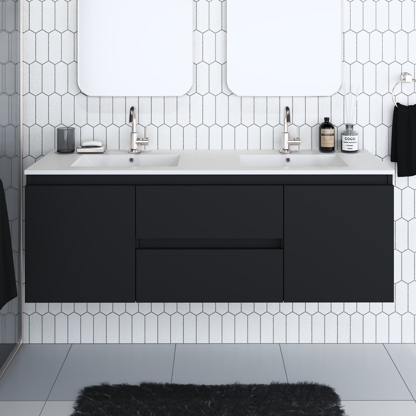 Salt 60" Double SInk Bathroom Vanity with integrated counter top