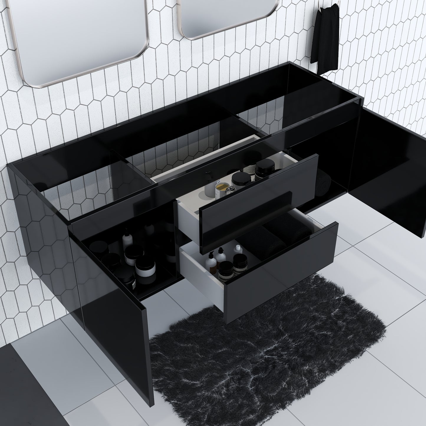 Salt 60" Double Sink Bathroom Vanity Cabinet Only