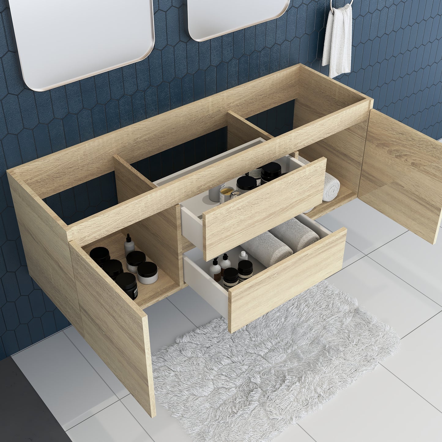 Salt 60" Double Sink Bathroom Vanity Cabinet Only