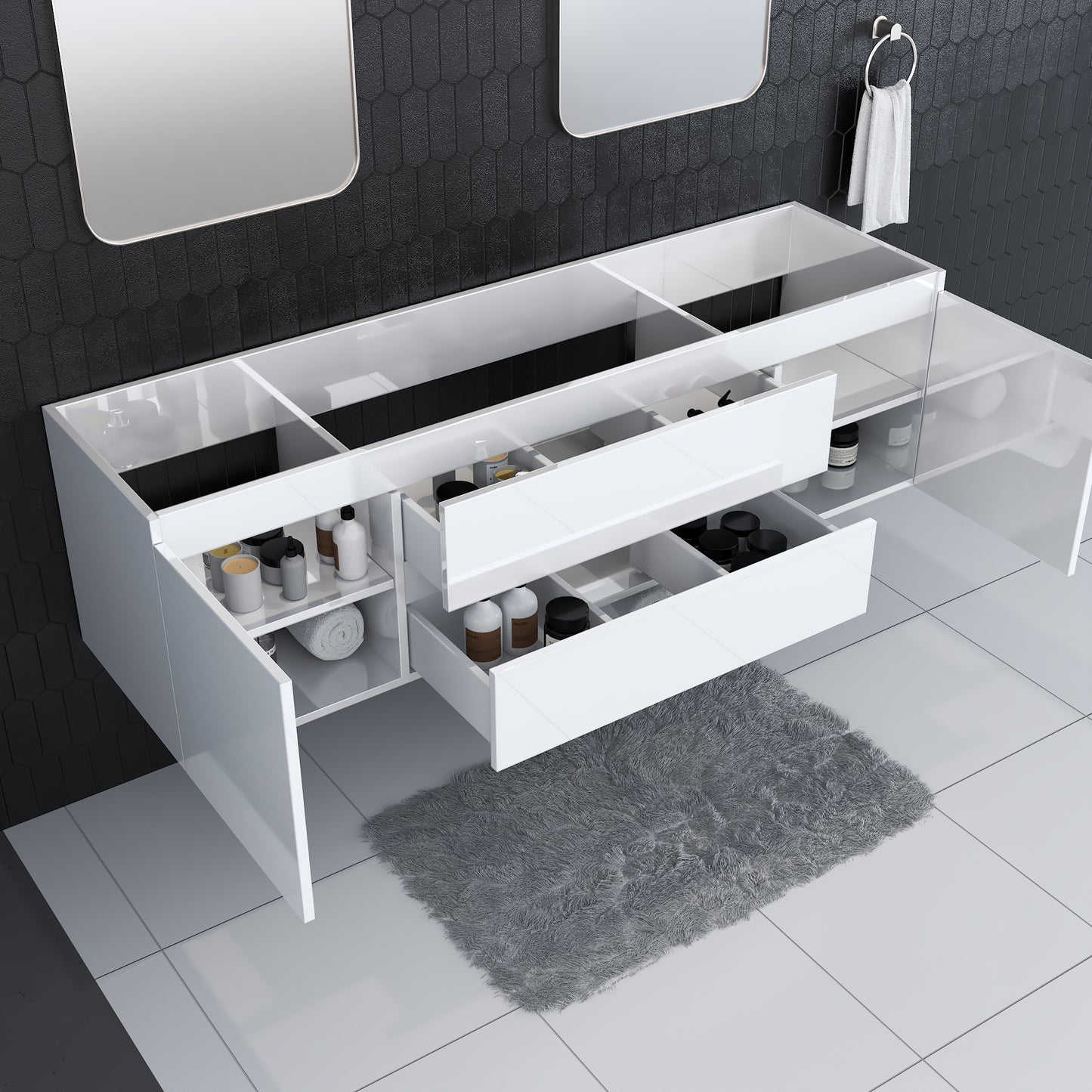 Salt 72" Double Sink Bathroom Vanity Cabinet Only