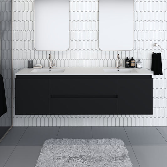 Salt 72" Double Sink Bathroom Vanity with integrated counter top
