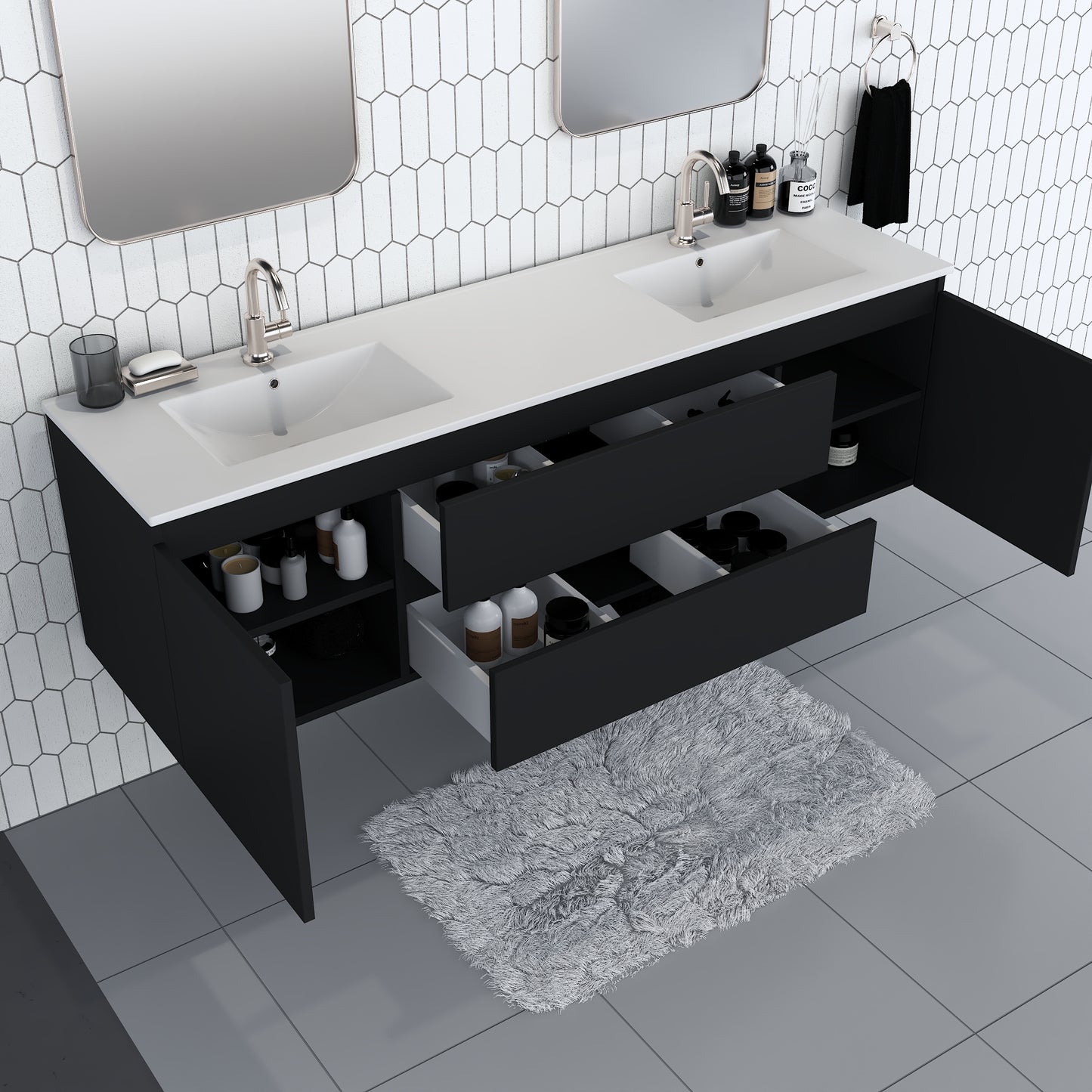 Salt 72" Double Sink Bathroom Vanity with integrated counter top