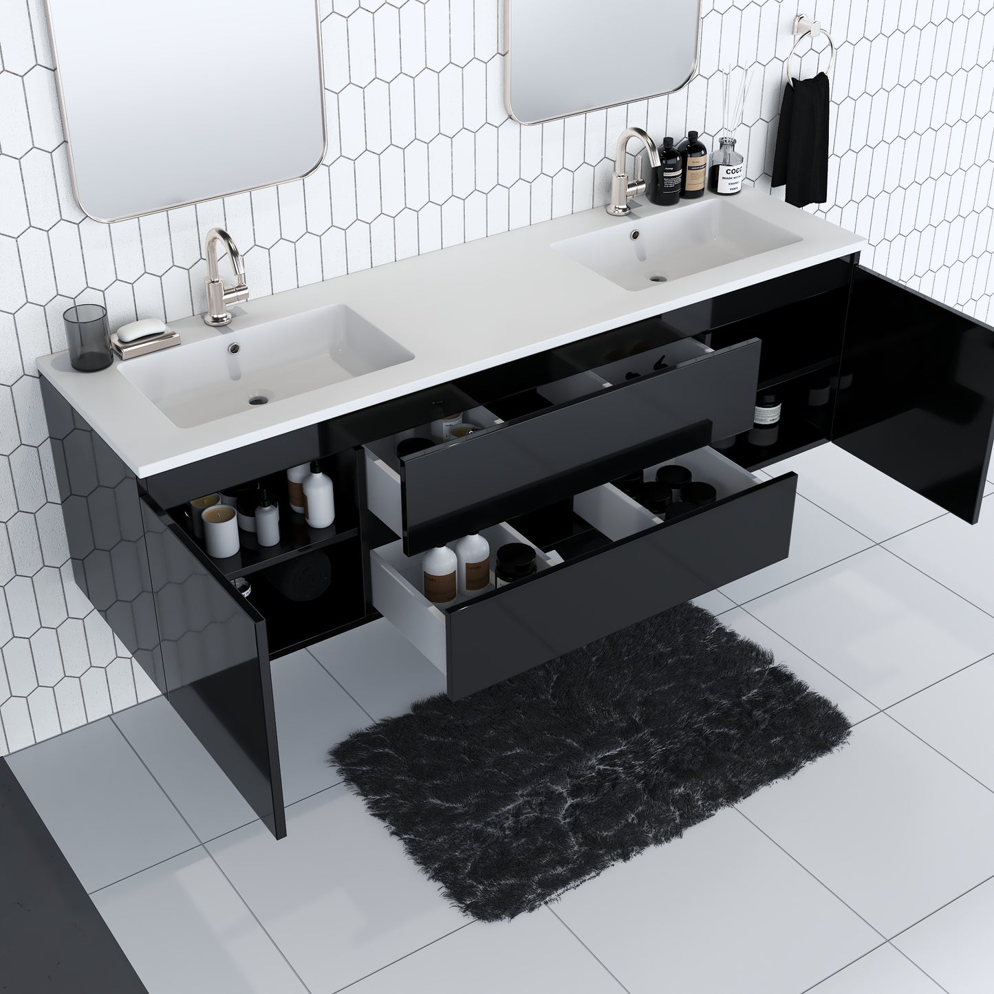 Salt 72" Double Sink Bathroom Vanity with integrated counter top