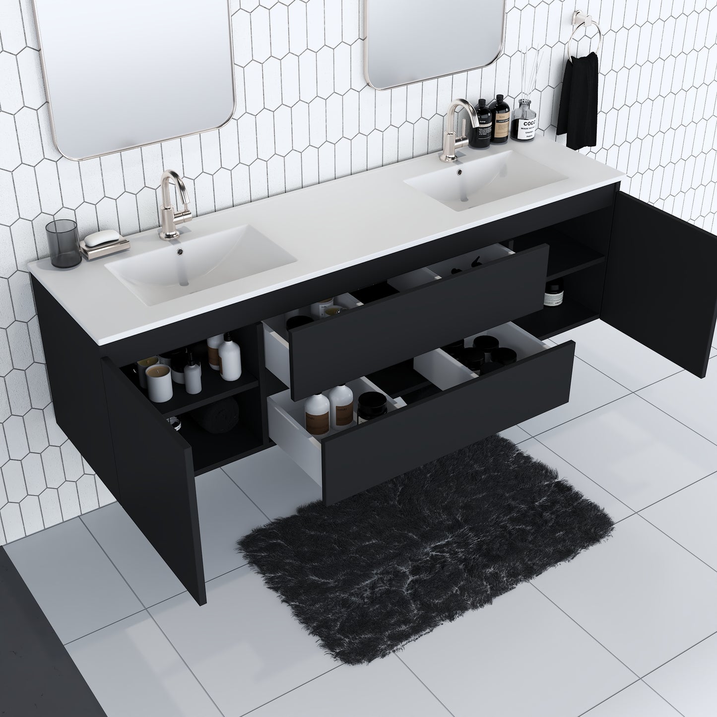 Salt 72" Double Sink Bathroom Vanity with integrated counter top