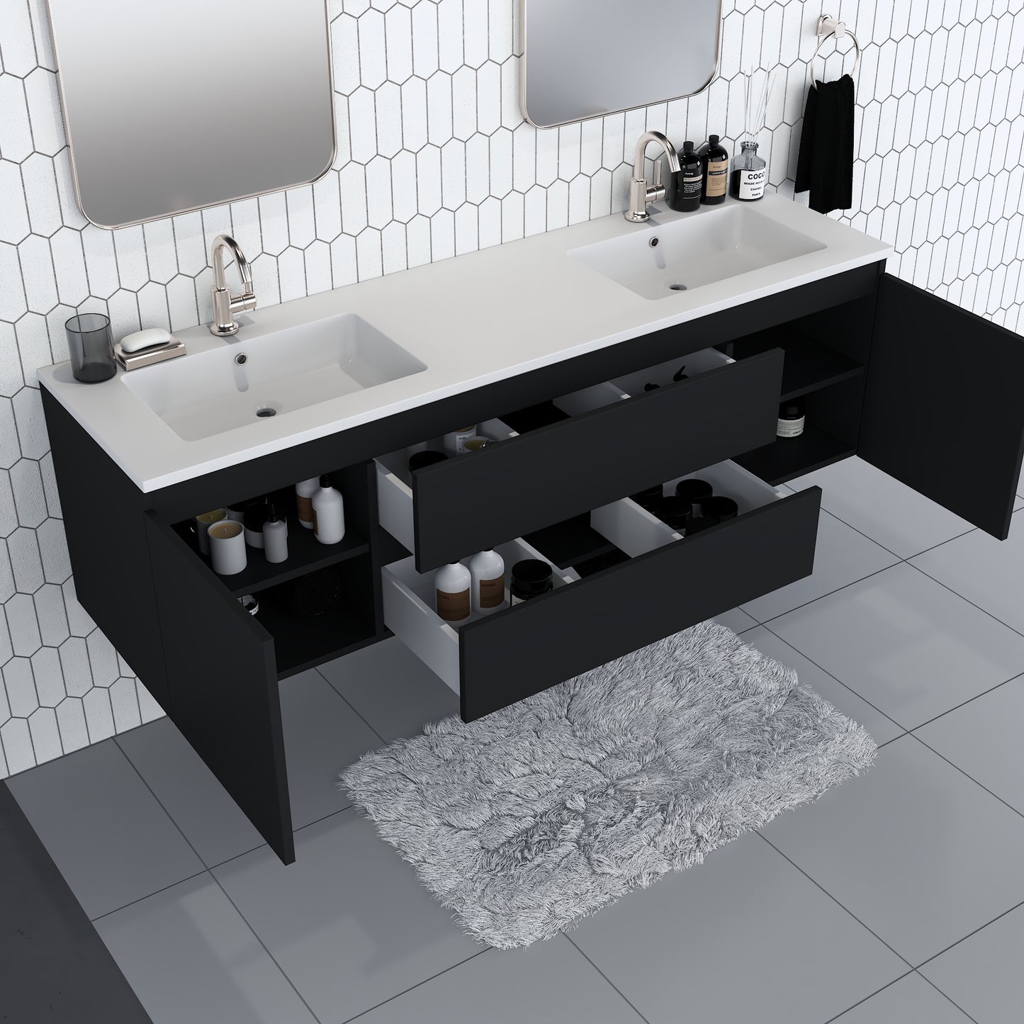 Salt 72" Double Sink Bathroom Vanity with integrated counter top