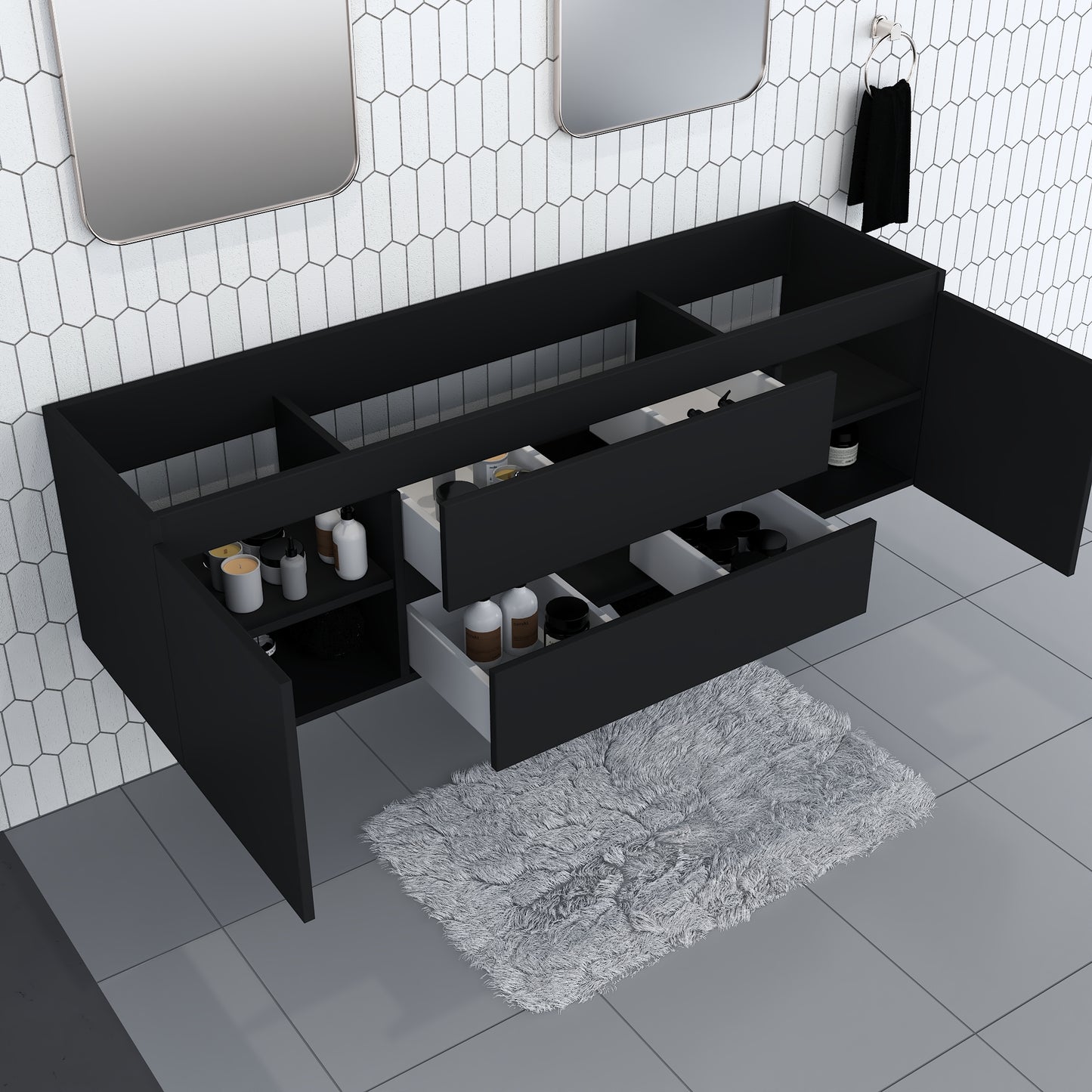 Salt 72" Double Sink Bathroom Vanity Cabinet Only