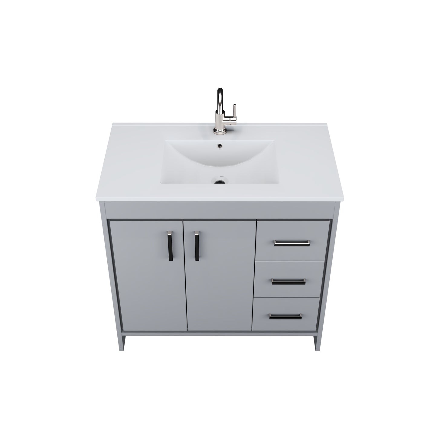 Snow 36" Bathroom Vanity with integrated counter top Right Side Drawers