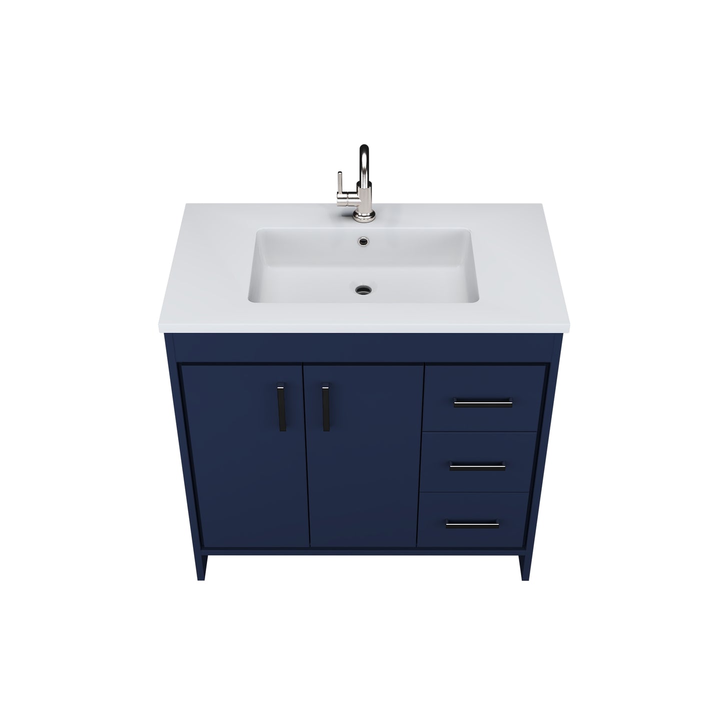 Snow 36" Bathroom Vanity with integrated counter top Right Side Drawers