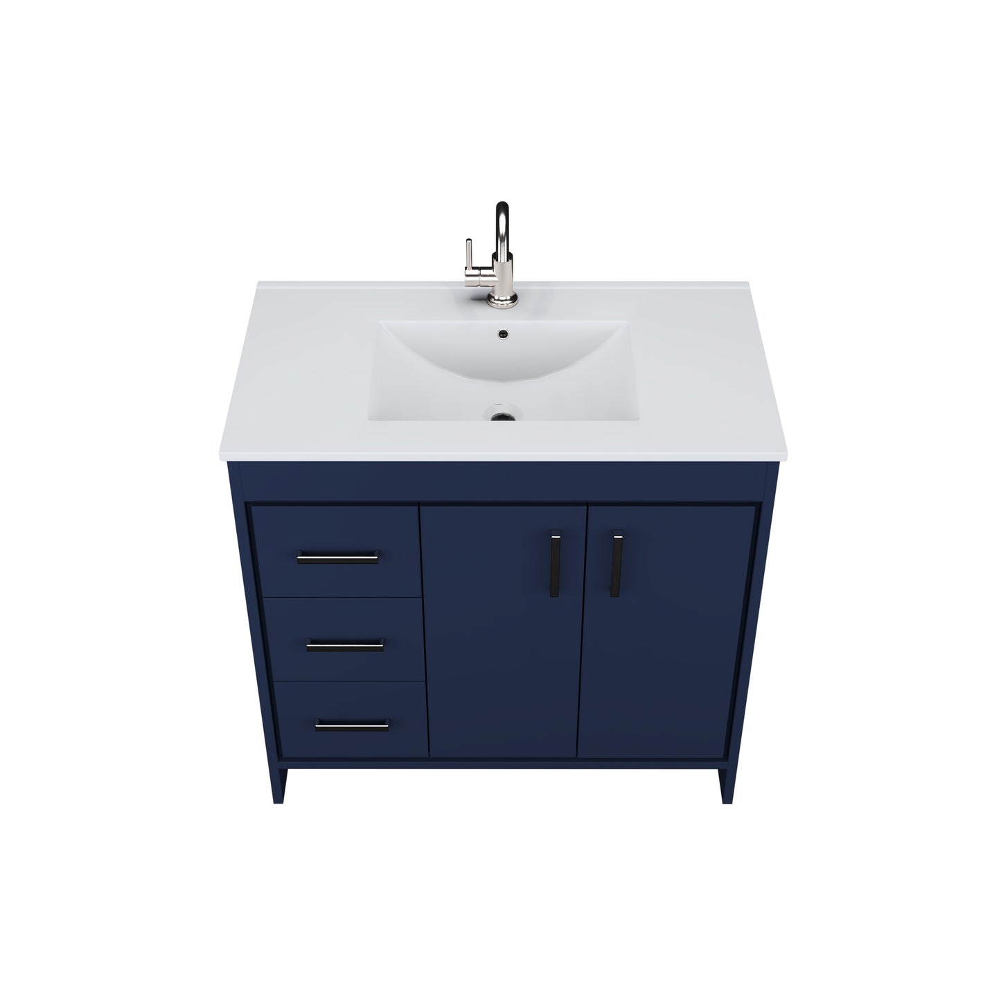 Snow 36" Bathroom Vanity with integrated counter top Left Side Drawers