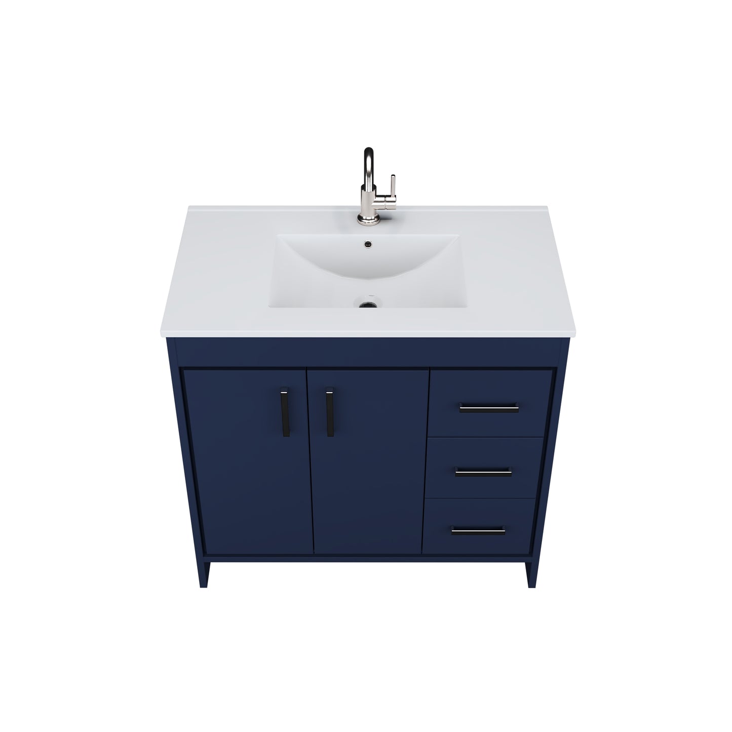 Snow 36" Bathroom Vanity with integrated counter top Right Side Drawers