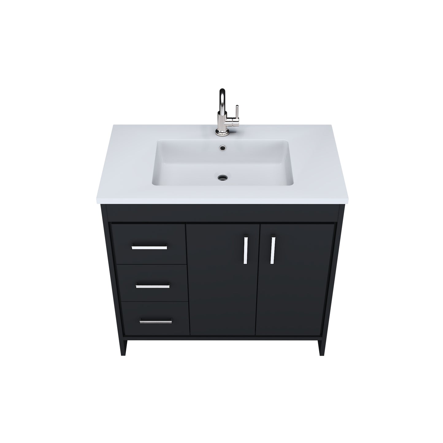 Snow 36" Bathroom Vanity with integrated counter top Left Side Drawers