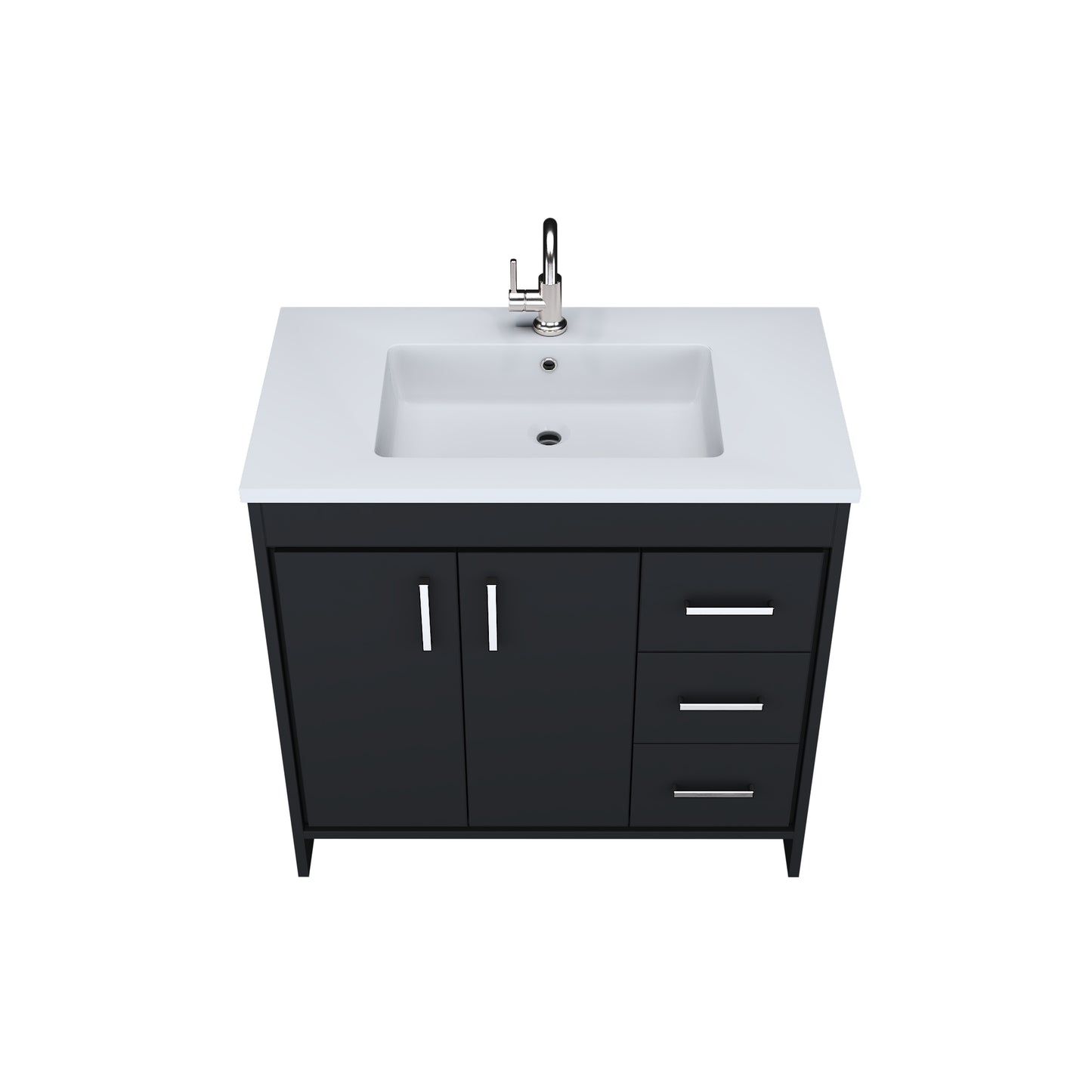 Snow 36" Bathroom Vanity with integrated counter top Right Side Drawers