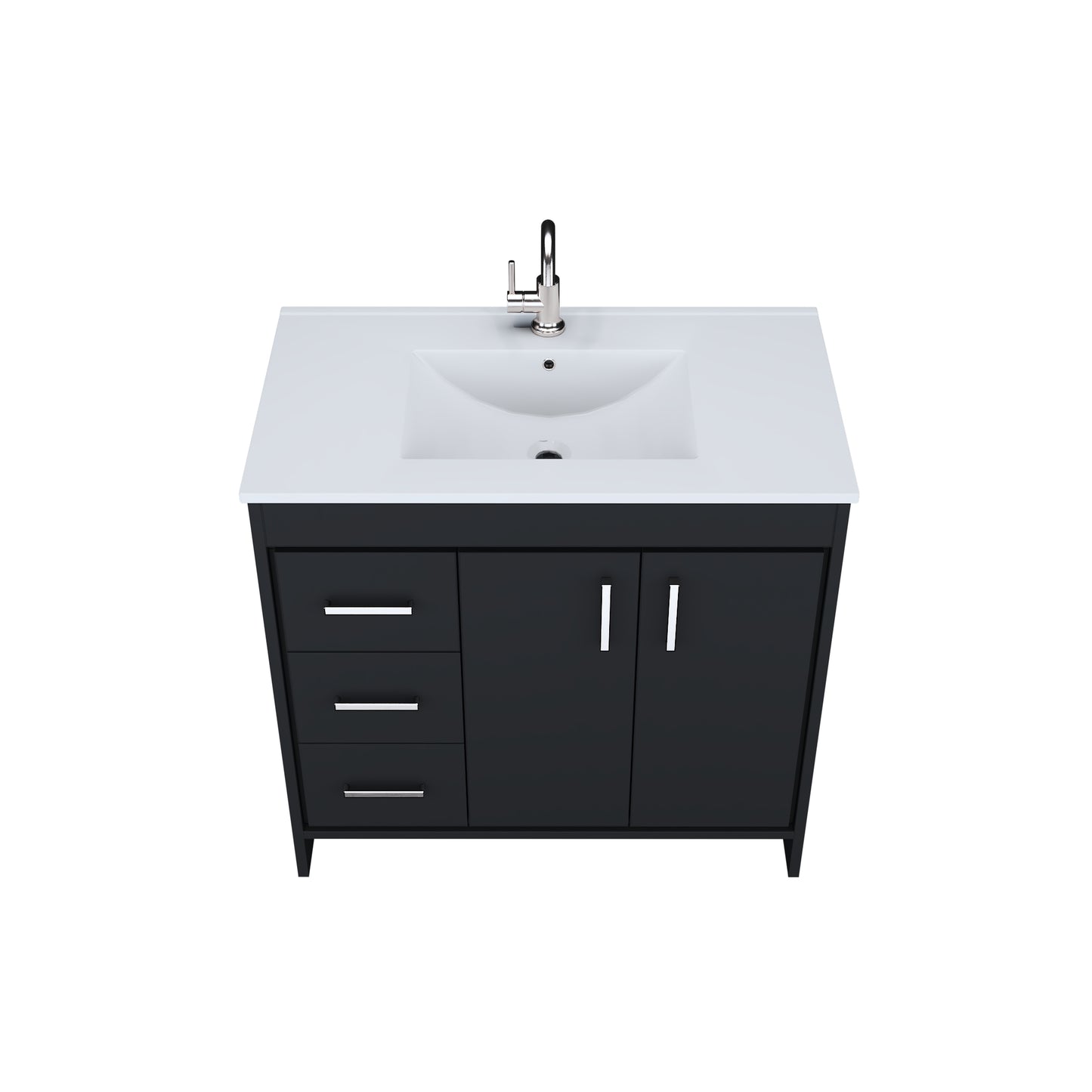 Snow 36" Bathroom Vanity with integrated counter top Left Side Drawers