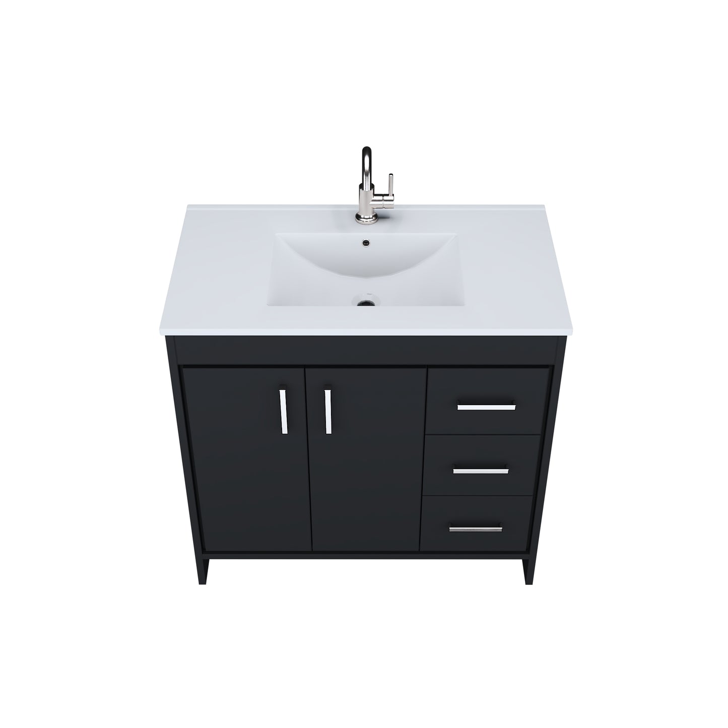 Snow 36" Bathroom Vanity with integrated counter top Right Side Drawers