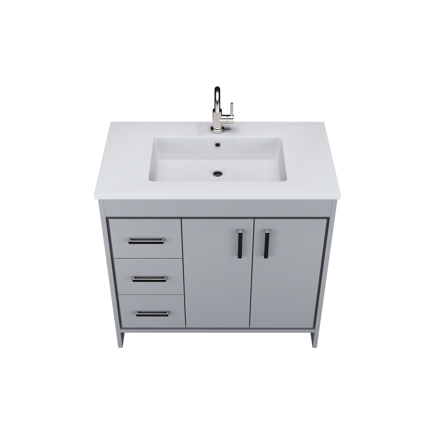 Snow 36" Bathroom Vanity with integrated counter top Left Side Drawers