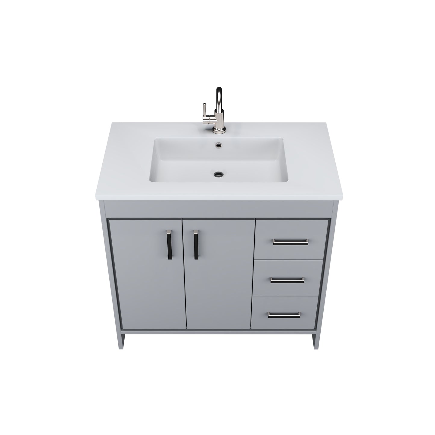 Snow 36" Bathroom Vanity with integrated counter top Right Side Drawers