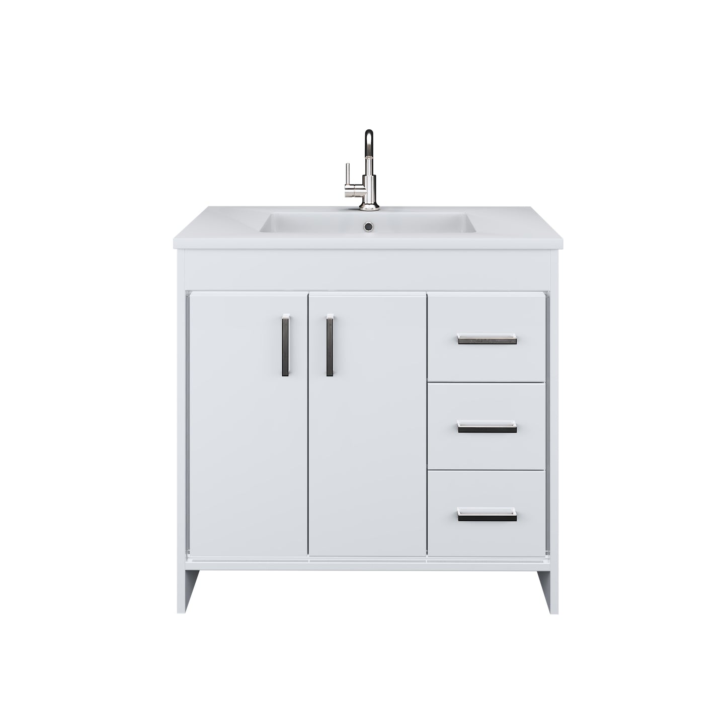 Snow 36" Bathroom Vanity with integrated counter top Right Side Drawers