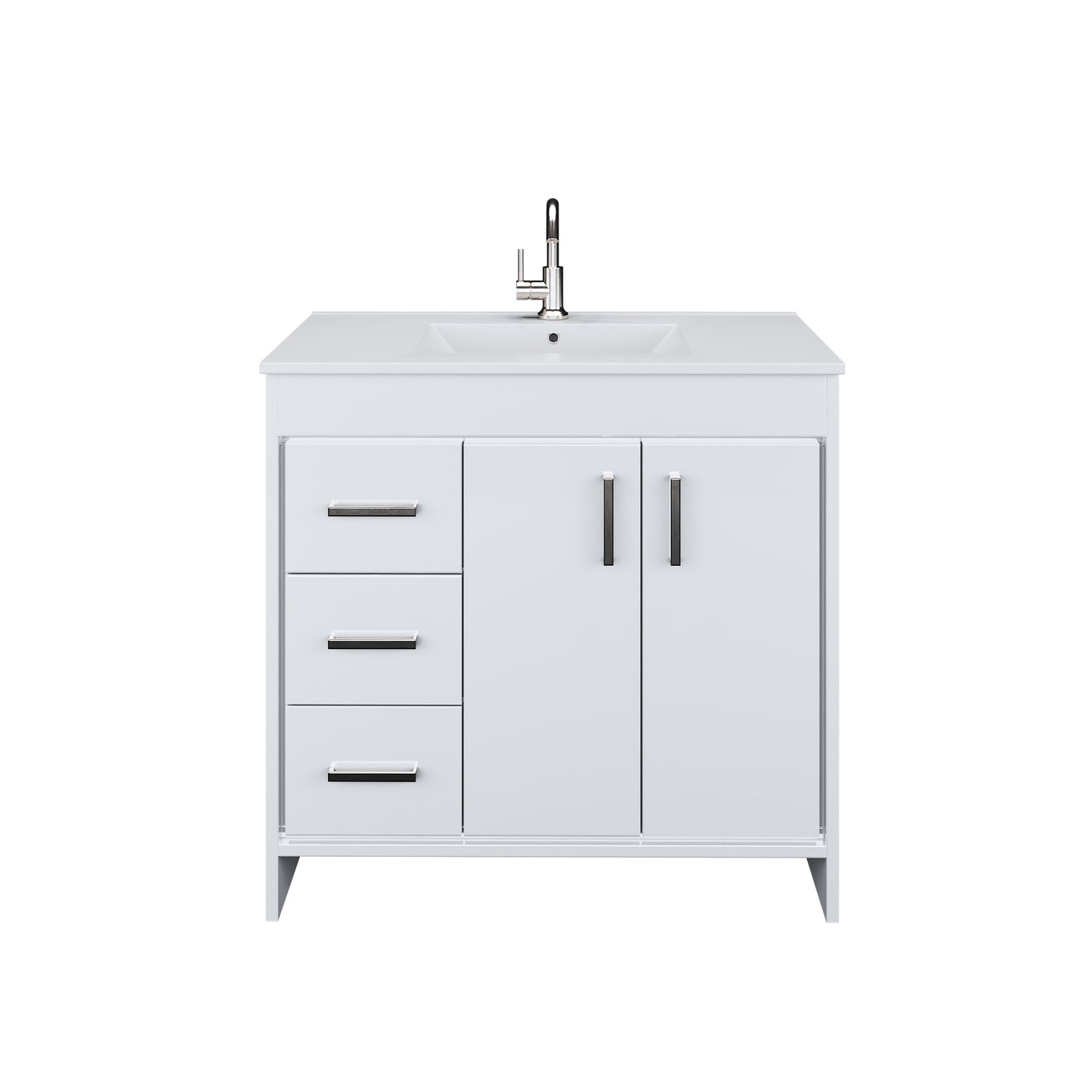 Snow 36" Bathroom Vanity with integrated counter top Left Side Drawers