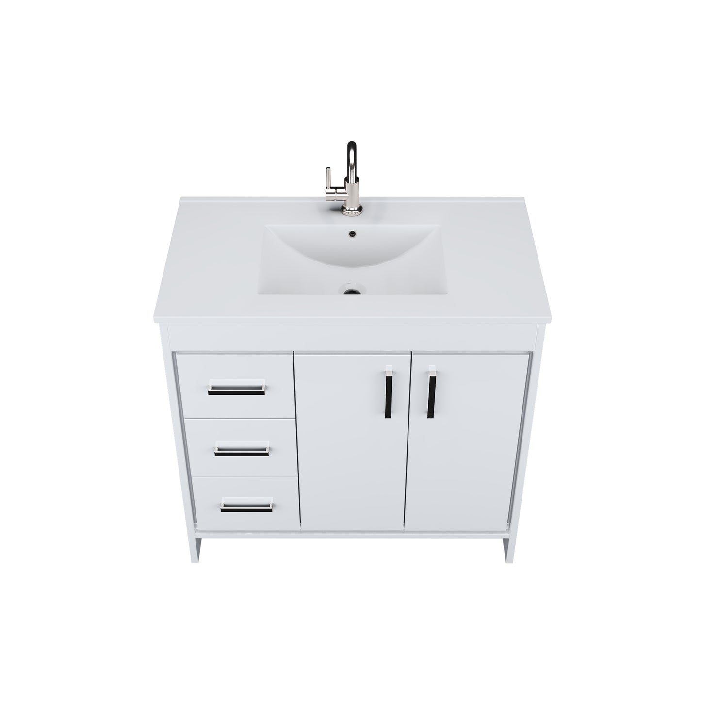 Snow 36" Bathroom Vanity with integrated counter top Left Side Drawers