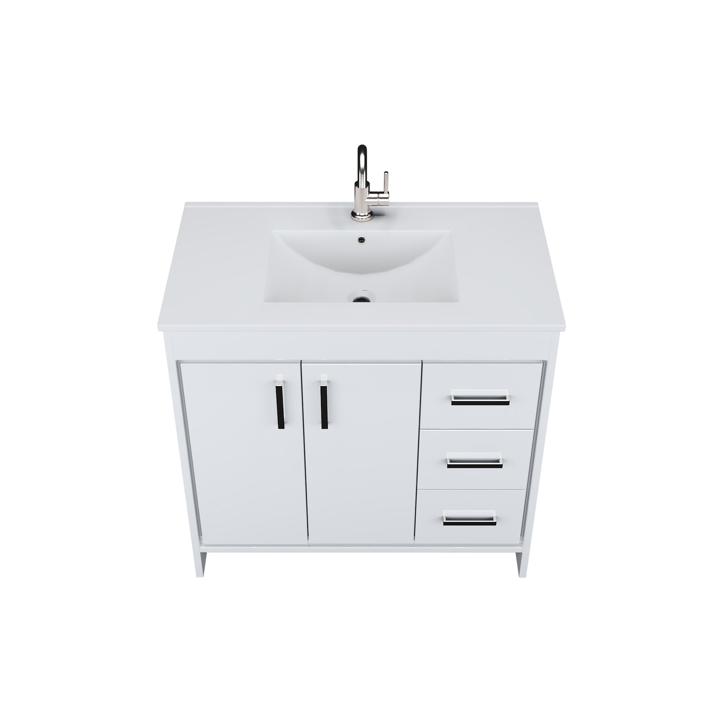 Snow 36" Bathroom Vanity with integrated counter top Right Side Drawers