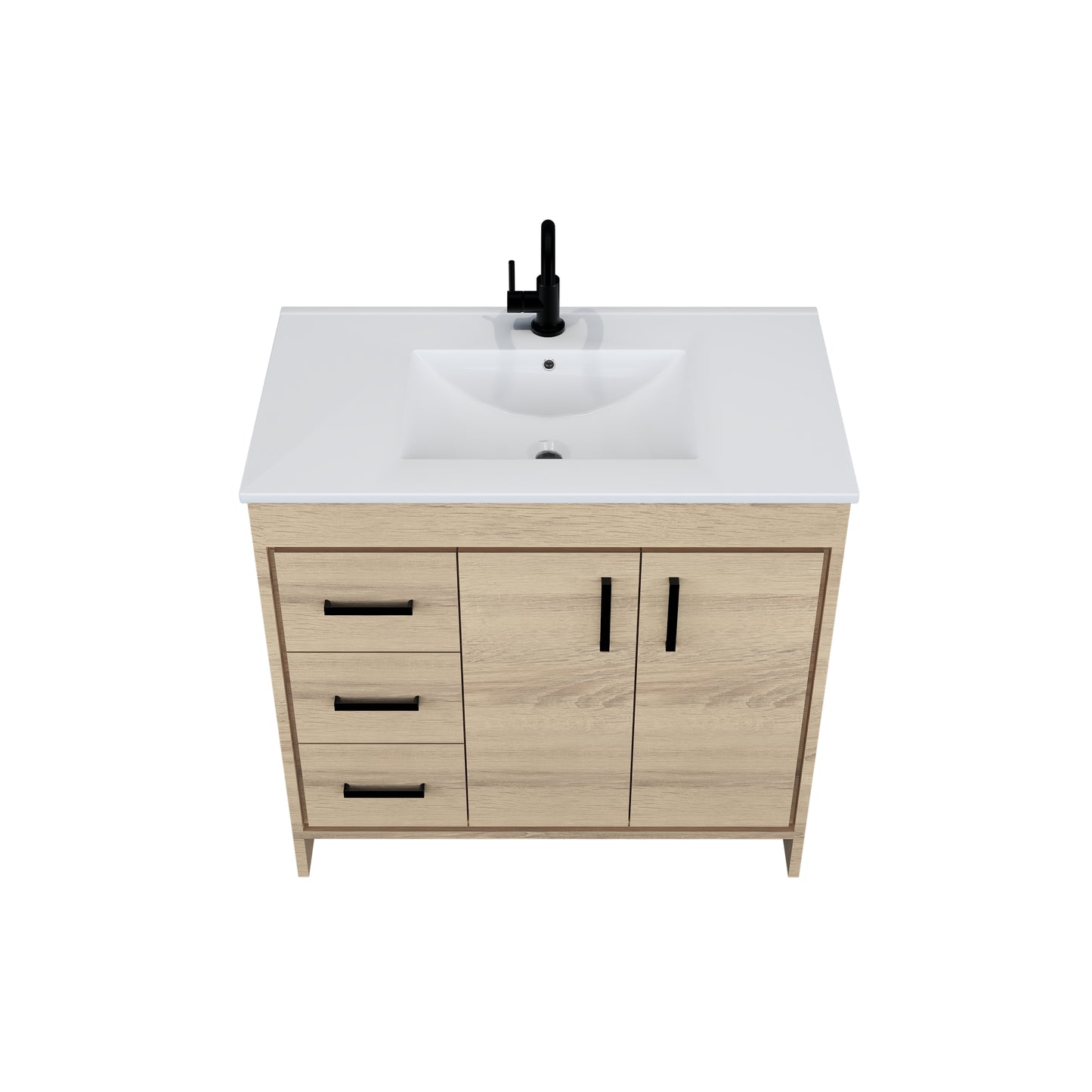 Snow 36" Bathroom Vanity with integrated counter top Left Side Drawers