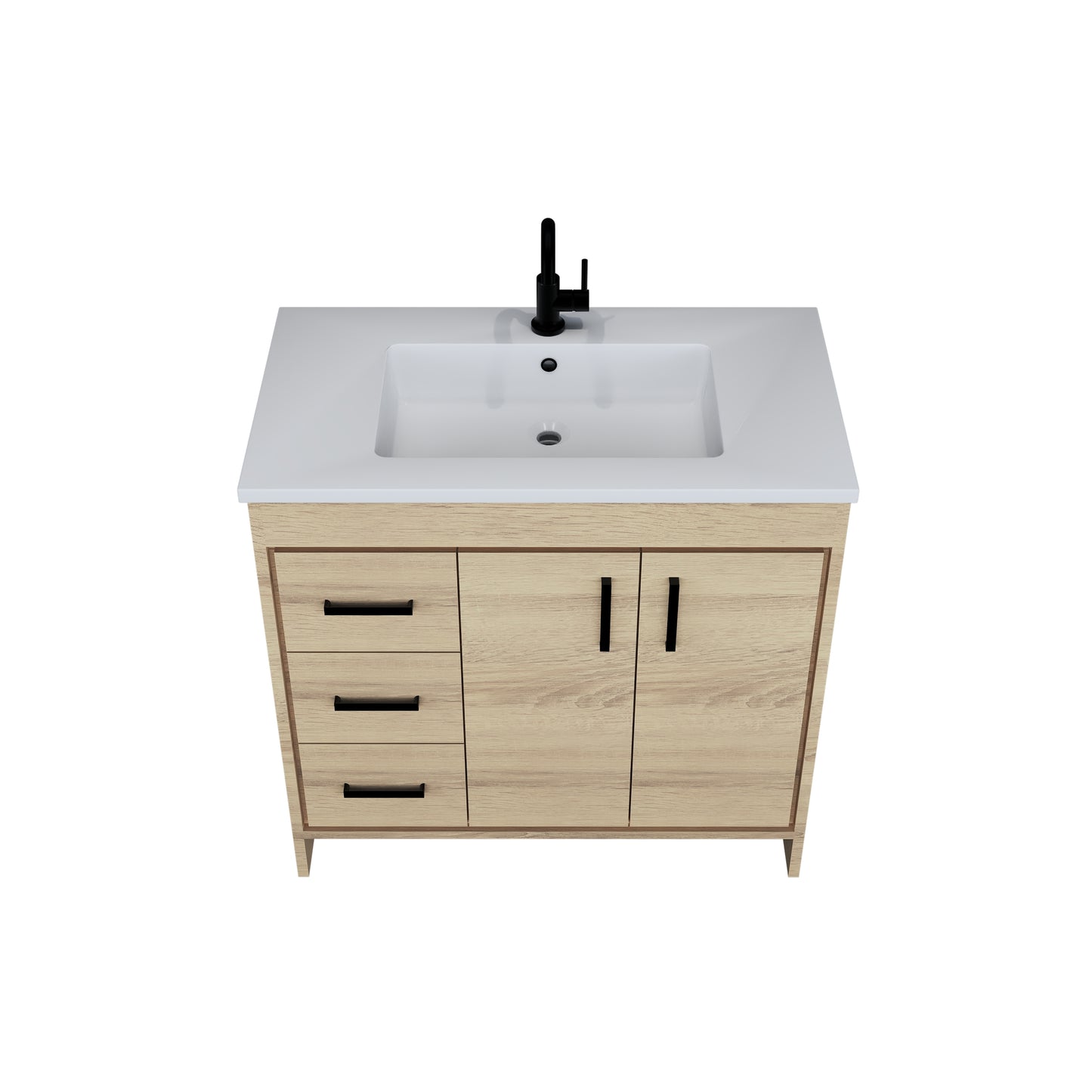 Snow 36" Bathroom Vanity with integrated counter top Left Side Drawers